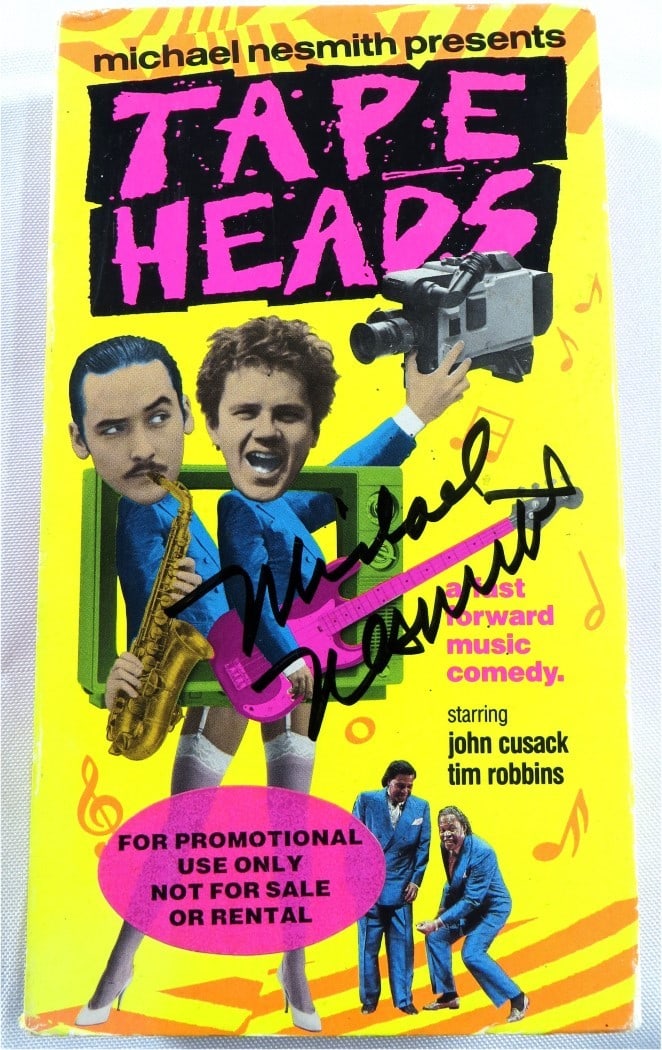 Michael Nesmith Autographed VHS Cover Tape Heads JSA Authentic: Michael Nesmith Autographed VHS Cover Tape Heads JSA Authentic Own a piece of music history with this Michael Nesmith signed VHS cover from the classic film 'Tape Heads.' This original autographed ite