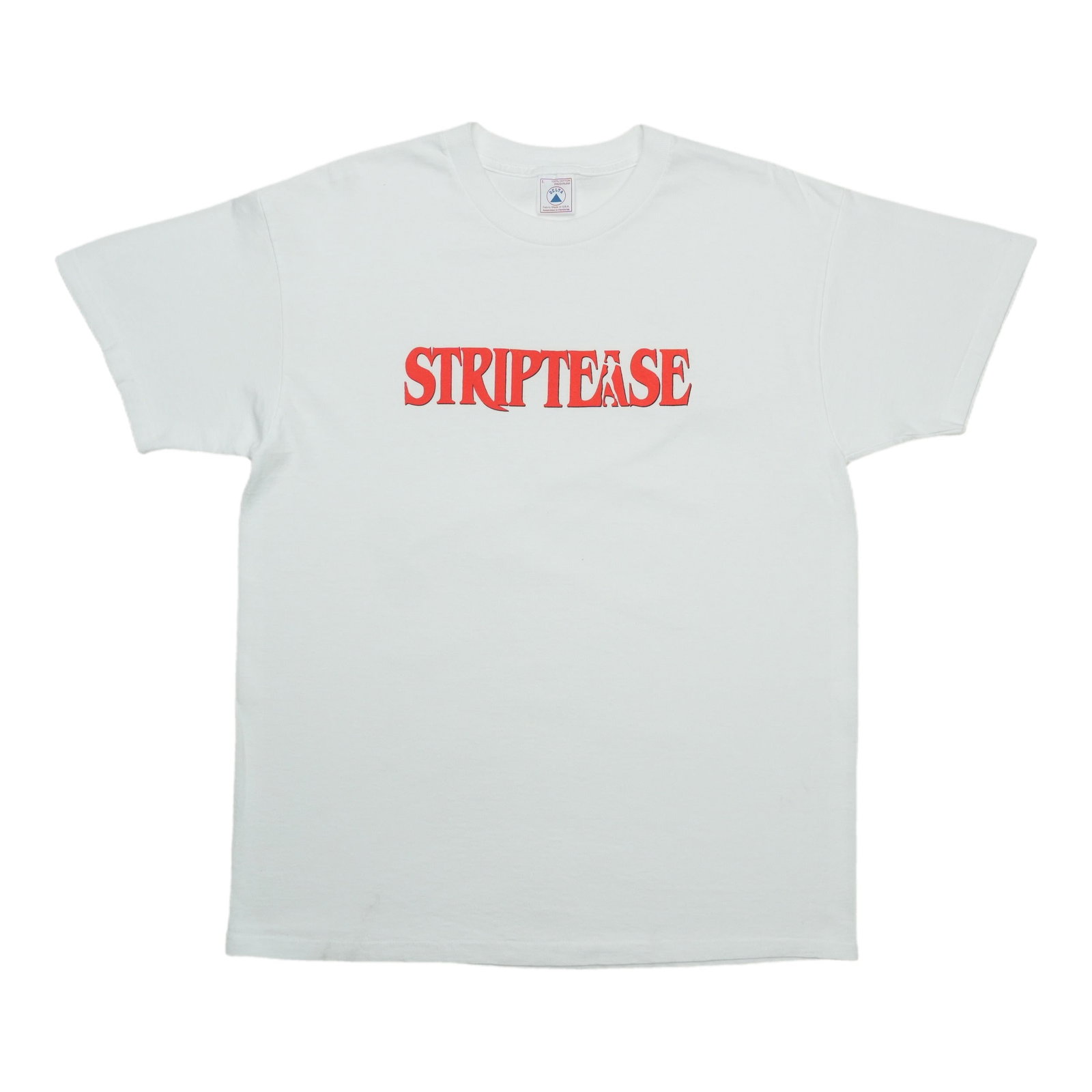 Vintage 1996 Striptease Cotton Graphic Shirt Large White: Vintage 1996 Striptease Cotton Graphic Shirt Large White This is an original vintage 1996 Striptease movie shirt, not a modern reproduction. Crafted from 100% cotton, the shirt is white and features a