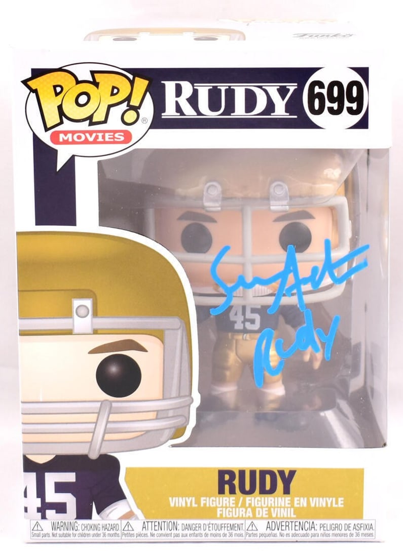 Beckett Authenticated Sean Astin Rudy Funko Pop 699 Blue Hologram (1 of 10)