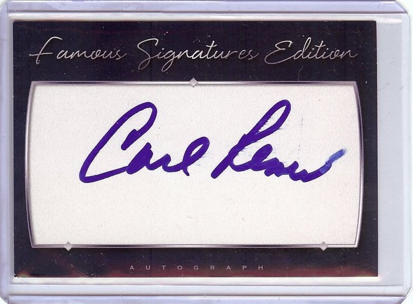 Carl Reiner Autographed Cut Signature Trading Card JSA Certified: Carl Reiner Autographed Cut Signature Trading Card JSA Certified This item features a cut signature of the legendary Carl Reiner, an iconic figure in television and film. The signature is authenticate