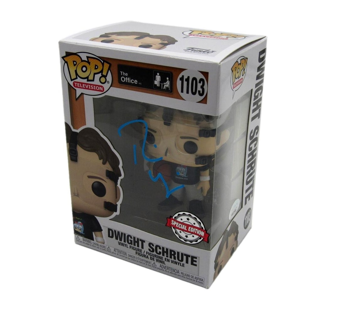 Rainn Wilson Signed Funko Pop! #1103 The Office JSA Authenticated: Rainn Wilson Signed Funko Pop! #1103 The Office JSA Authenticated Offered is a Rainn Wilson Autographed Funko Pop! #1103 Figurine from "The Office". This collectible figurine is signed by Rainn Wilson
