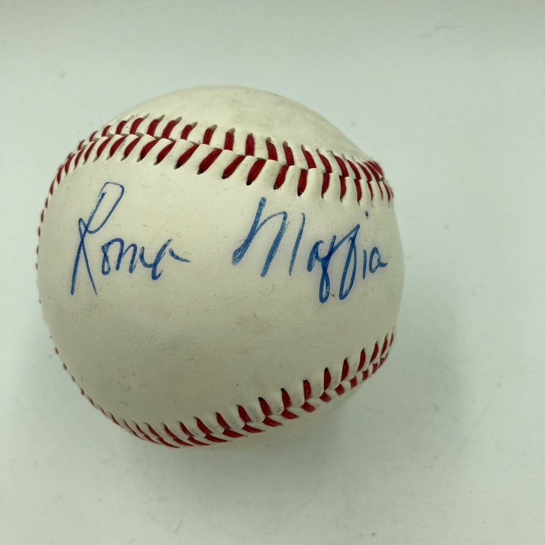 Roma Maffia Signed Baseball with JSA Authentication: Roma Maffia Signed Baseball with JSA Authentication This is an original signed baseball by Roma Maffia, a renowned movie star. The ball comes with a James Spence Authentication (JSA) certificate of au