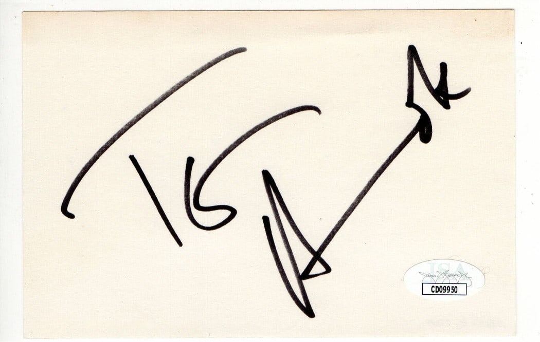 Tom Arnold Signed 4X6 Index Card JSA Authenticated Roseanne True Lies: Tom Arnold Signed 4X6 Index Card JSA Authenticated Roseanne True Lies This is an authentic autographed 4X6 index card signed by Tom Arnold, well-known for his roles in 'Roseanne' and 'True Lies'. The 