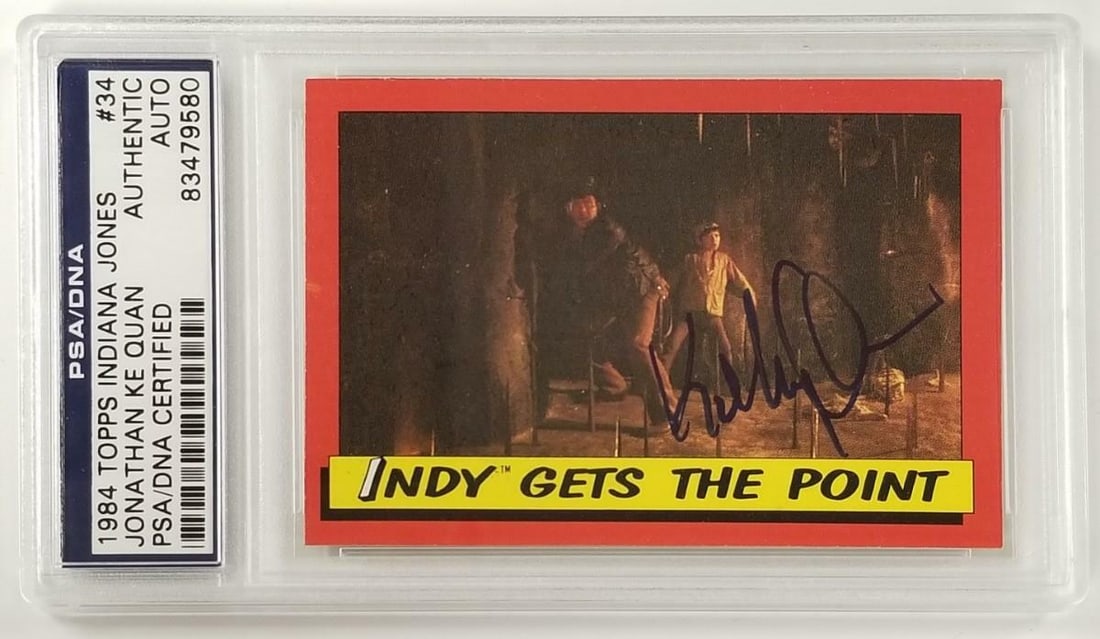 Jonathan Ke Quan Autographed Indiana Jones Topps 1984 Card PSA Authenticated (1 of 2)