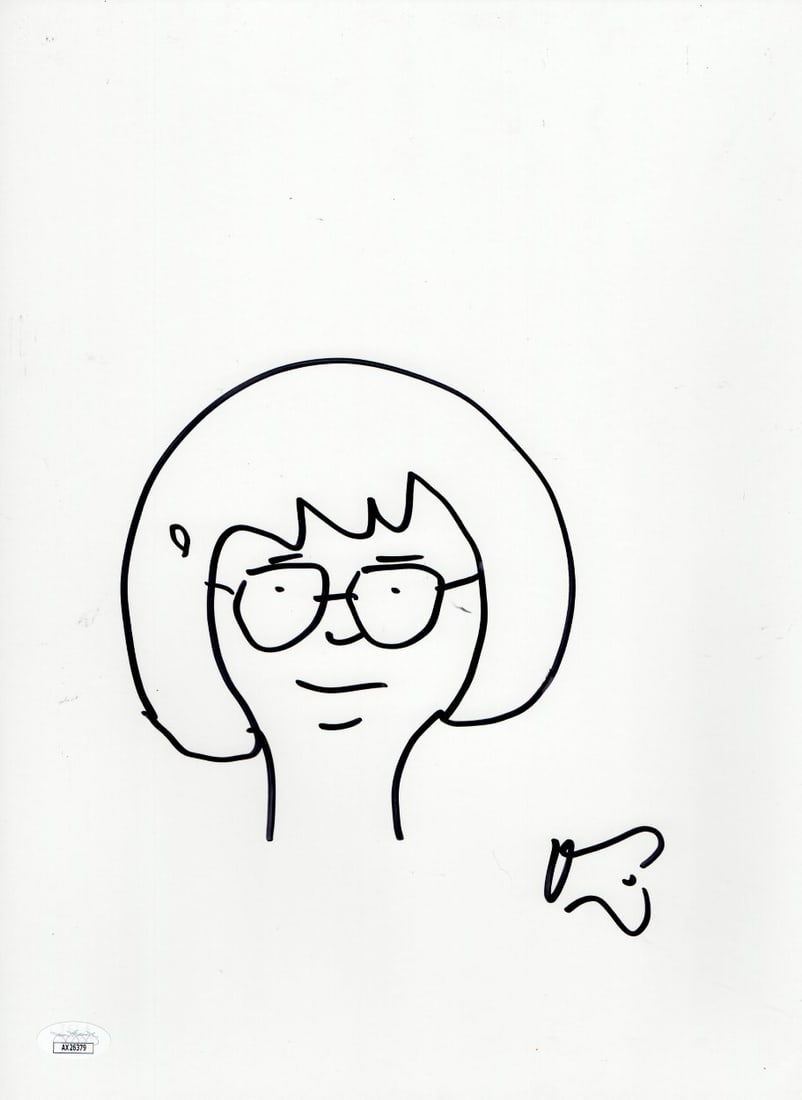Dan Mintz Signed Bob's Burgers 11x14 Sketch Drawing JSA Authenticated: Dan Mintz Signed Bob's Burgers 11x14 Sketch Drawing JSA Authenticated This is an original 11X14 sketch drawing of Tina from Bob's Burgers, expertly signed by Dan Mintz. The artwork is authenticated by