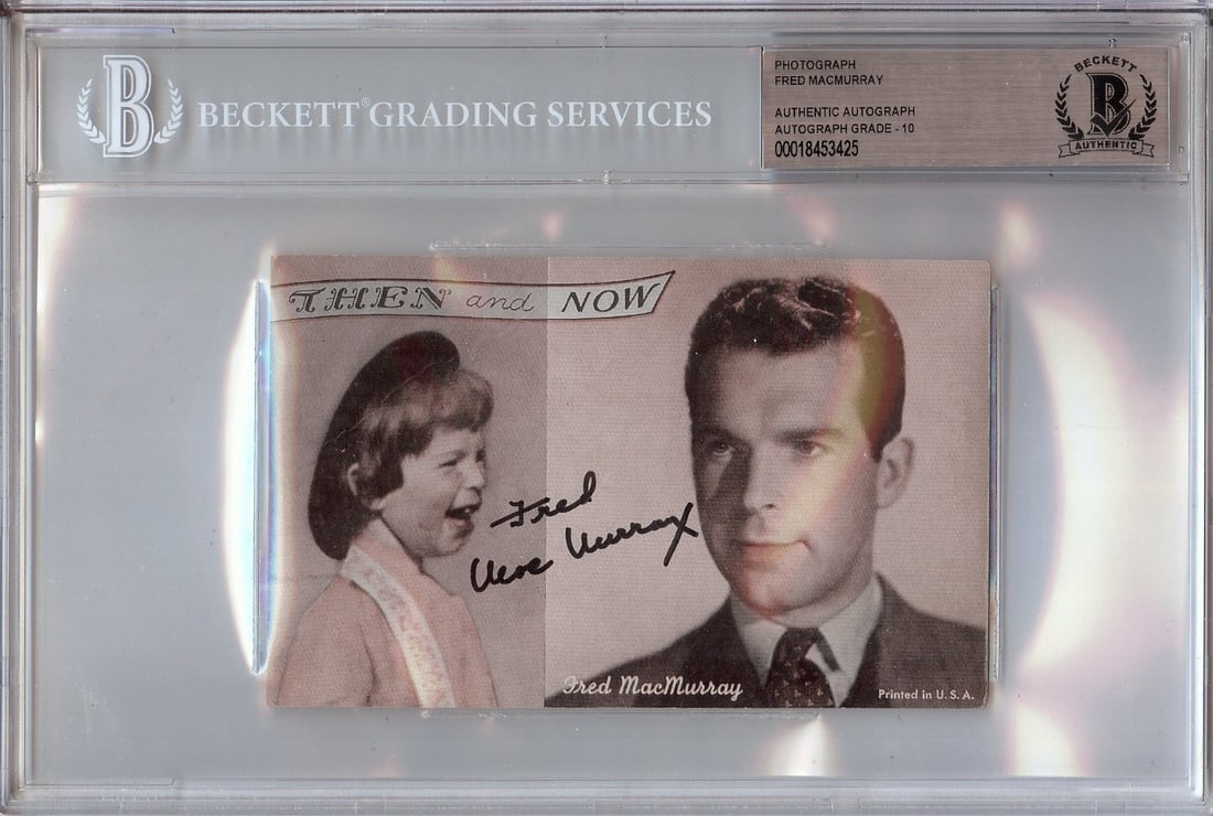 Exhibit Card Signed by Fred MacMurray Beckett Authenticated (1 of 1)