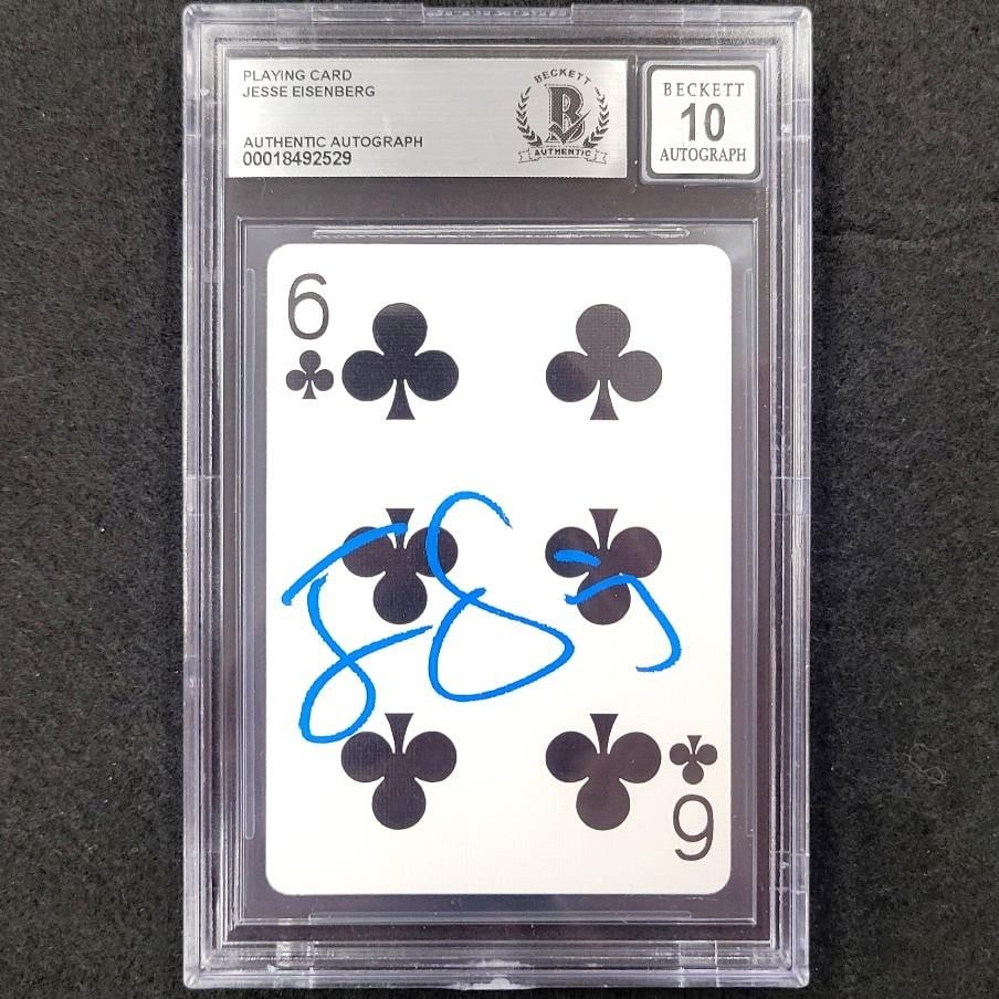Jesse Eisenberg Signed 6 Clovers Playing Card Now You See Me Beckett Authentication (1 of 2)