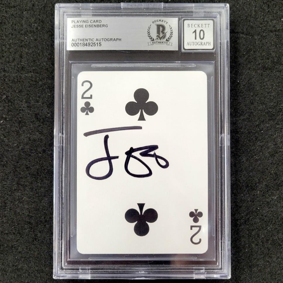 Jesse Eisenberg Signed 2 Clovers Playing Card Now You See Me Beckett Authenticated (1 of 2)