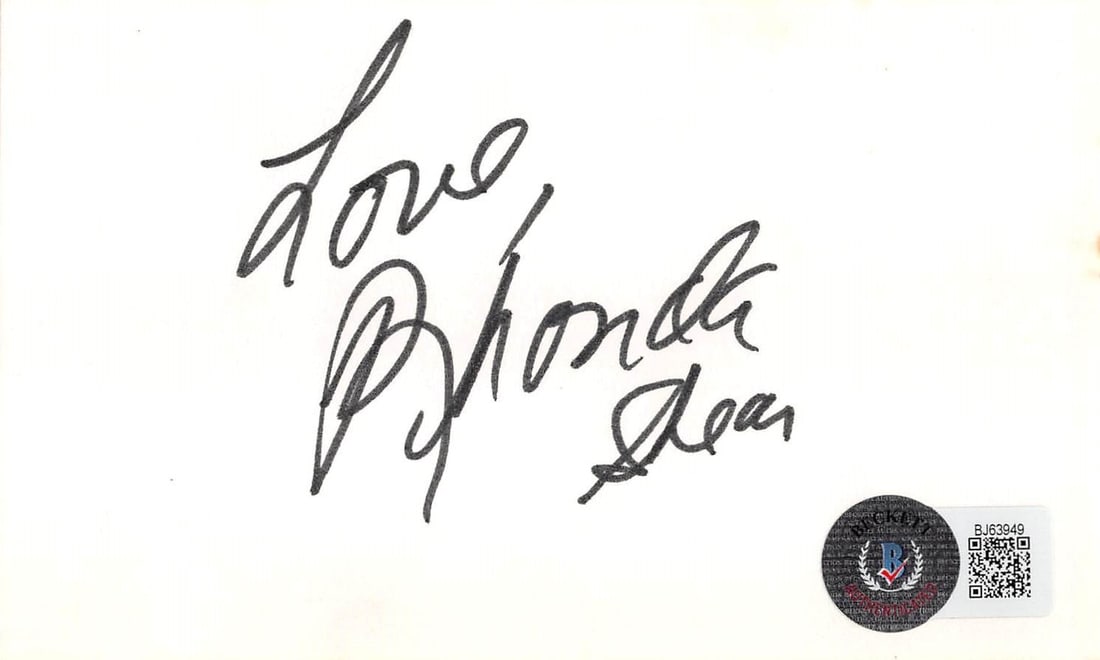 Rhonda Shear Signed 3x5 Index Card USA Up All Night BAS Authenticated (1 of 3)