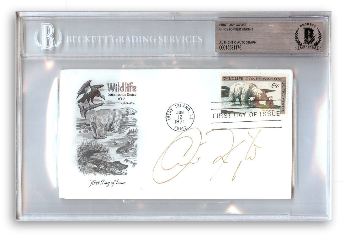First Day Cover Signed by Christopher Knight as Peter Brady Beckett Authenticated: First Day Cover Signed by Christopher Knight as Peter Brady Beckett Authenticated This is an original First Day Cover card autographed by Christopher Knight, known for his role as Peter on The Brady B