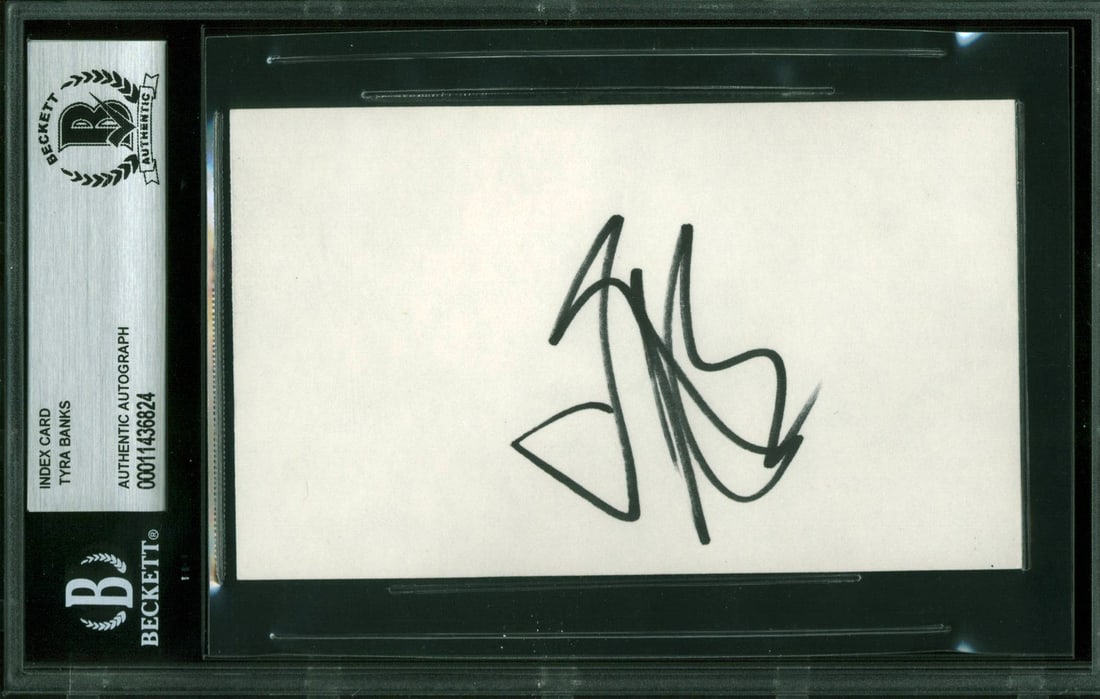 Tyra Banks Signed 3x5 Index Card BAS Authenticated America's Next Top Model: Tyra Banks Signed 3x5 Index Card BAS Authenticated America's Next Top Model This authentic autographed 3x5 index card features Tyra Banks, the iconic host of America's Next Top Model. The signature ha