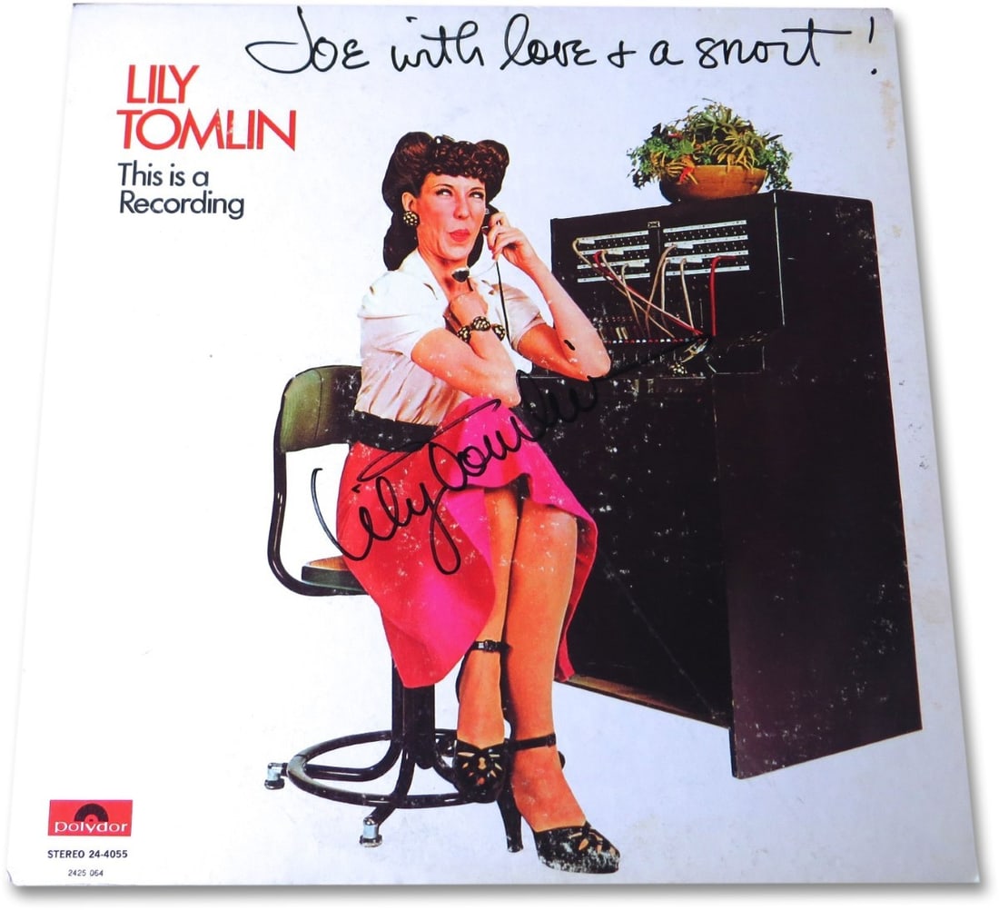 Lily Tomlin Autographed Album Cover JSA Certified Original: Lily Tomlin Autographed Album Cover JSA Certified Original Add a touch of nostalgia to your collection with this authentic autographed album cover by Lily Tomlin, an iconic figure in comedy and entert