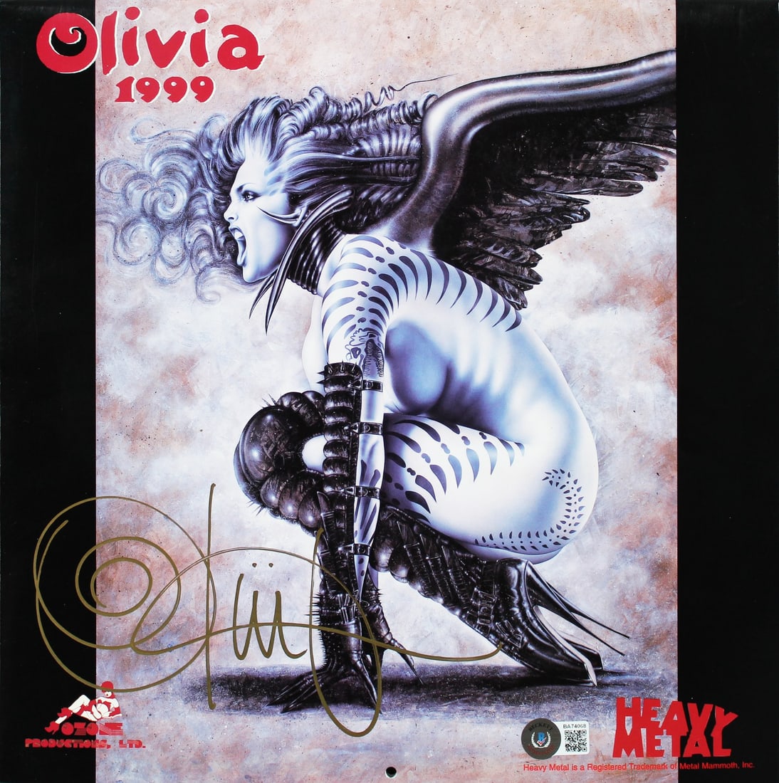 Olivia De Berardinis Signed 1999 Heavy Metal Calendar BAS Authenticated: Olivia De Berardinis Signed 1999 Heavy Metal Calendar BAS Authenticated This authentic signed 1999 Heavy Metal Calendar features the signature of renowned artist Olivia De Berardinis. Each calendar is
