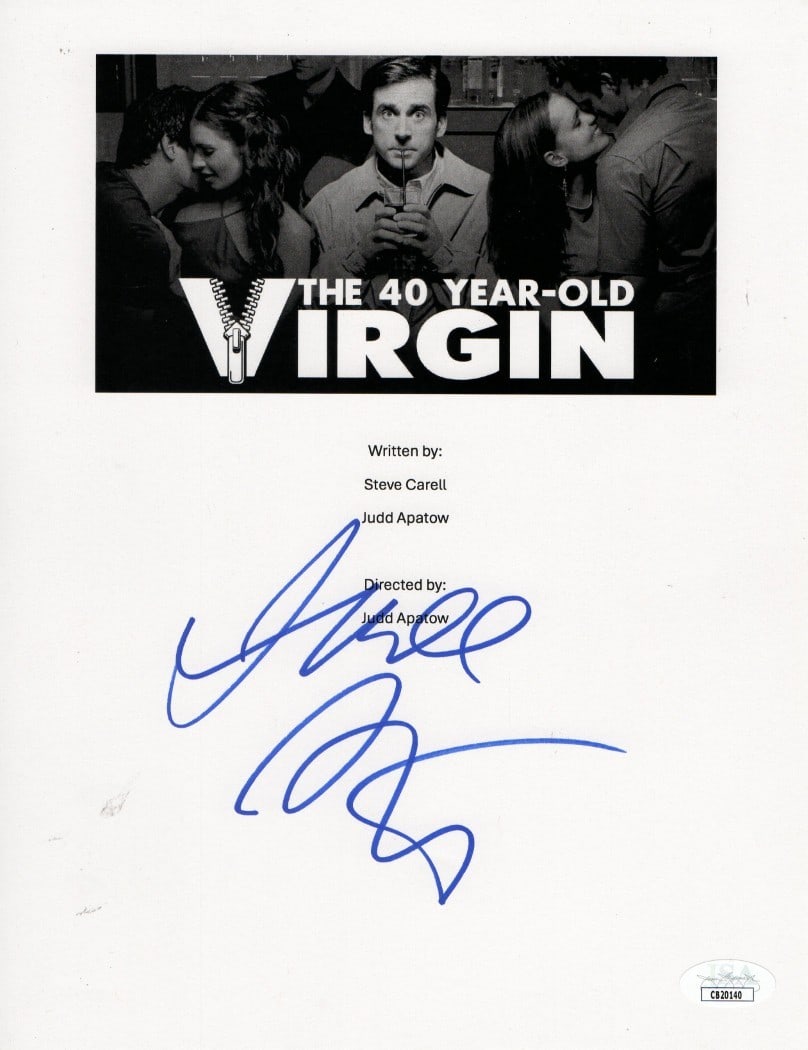 The 40 Year-Old Virgin Script Cover Signed by Judd Apatow JSA Authenticated: The 40 Year-Old Virgin Script Cover Signed by Judd Apatow JSA Authenticated This is a pre-owned autographed script cover from the film "The 40 Year-Old Virgin," signed by Judd Apatow. The autograph ha