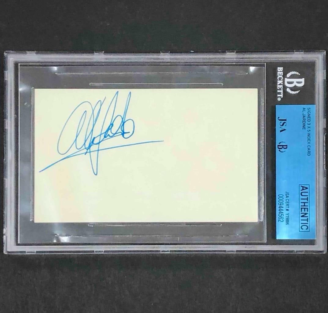 Al Jardine Signed Index Card JSA Authenticated Beach Boys Autograph: Al Jardine Signed Index Card JSA Authenticated Beach Boys Autograph This item is an original index card signed by Beach Boys singer Al Jardine. The autograph has been authenticated by James Spence Aut
