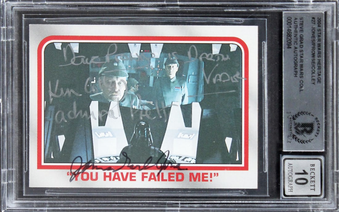 Star Wars Signed Card James Earl Jones David Prowse Ken Colley Gem Mint 10 Beckett: Star Wars Signed Card James Earl Jones David Prowse Ken Colley Gem Mint 10 Beckett This exquisite Star Wars Heritage #27 card features the signatures of iconic actors James Earl Jones, David Prowse, a