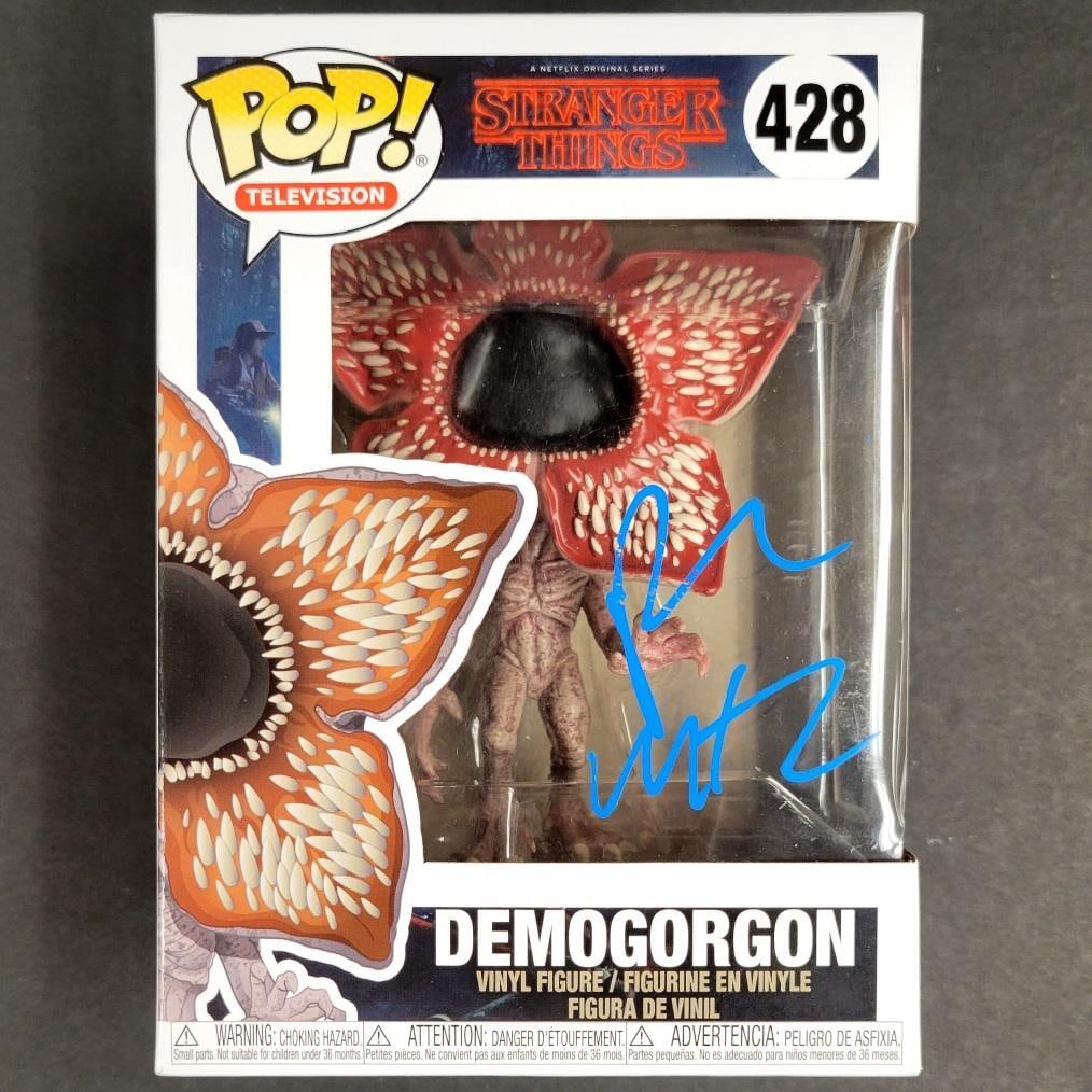 Duffer Brothers Signed Demogorgon Funko Pop Stranger Things Beckett Authenticated: Duffer Brothers Signed Demogorgon Funko Pop Stranger Things Beckett Authenticated This is an original Funko Pop figure of the Demogorgon from the hit show Stranger Things, signed by the Duffer Brother