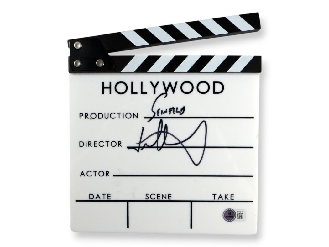 Jason Alexander Signed Seinfeld Movie Clapper Beckett Authenticated: Jason Alexander Signed Seinfeld Movie Clapper Beckett Authenticated This original movie clapper is autographed by Jason Alexander, best known for his role in "Seinfeld." The item is authenticated by B