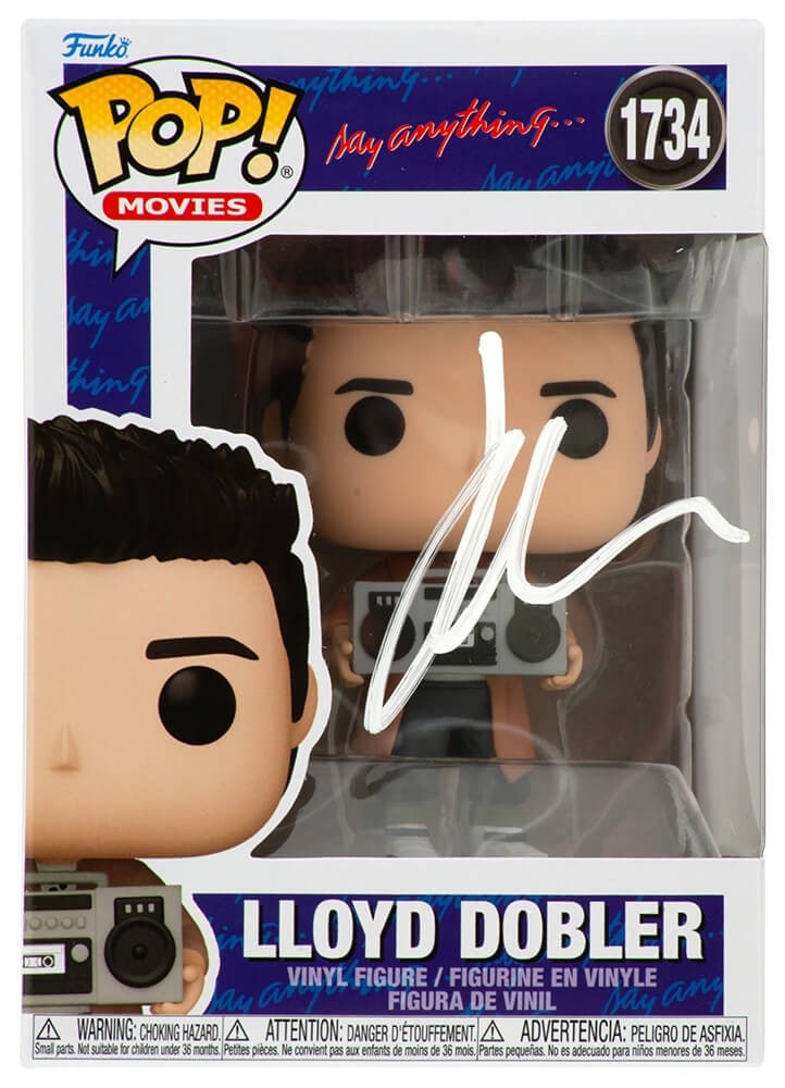 Funko Pop 1734 Lloyd Dobler Say Anything Signed by John Cusack with COA: Funko Pop 1734 Lloyd Dobler Say Anything Signed by John Cusack with COA This is an original Funko Pop #1734 featuring Lloyd Dobler from "Say Anything," signed by John Cusack. The collectible includes 