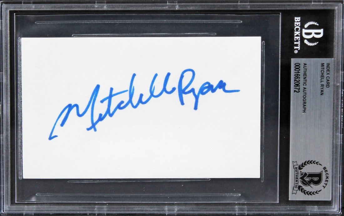 Mitchell Ryan Signed Grosse Pointe Blank 3x5 Index Card BAS Slabbed (1 of 2)