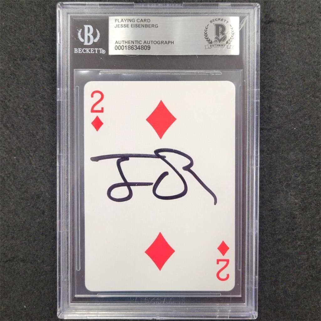 Jesse Eisenberg Autographed Diamond Playing Card Now You See Me Beckett BAS (1 of 2)