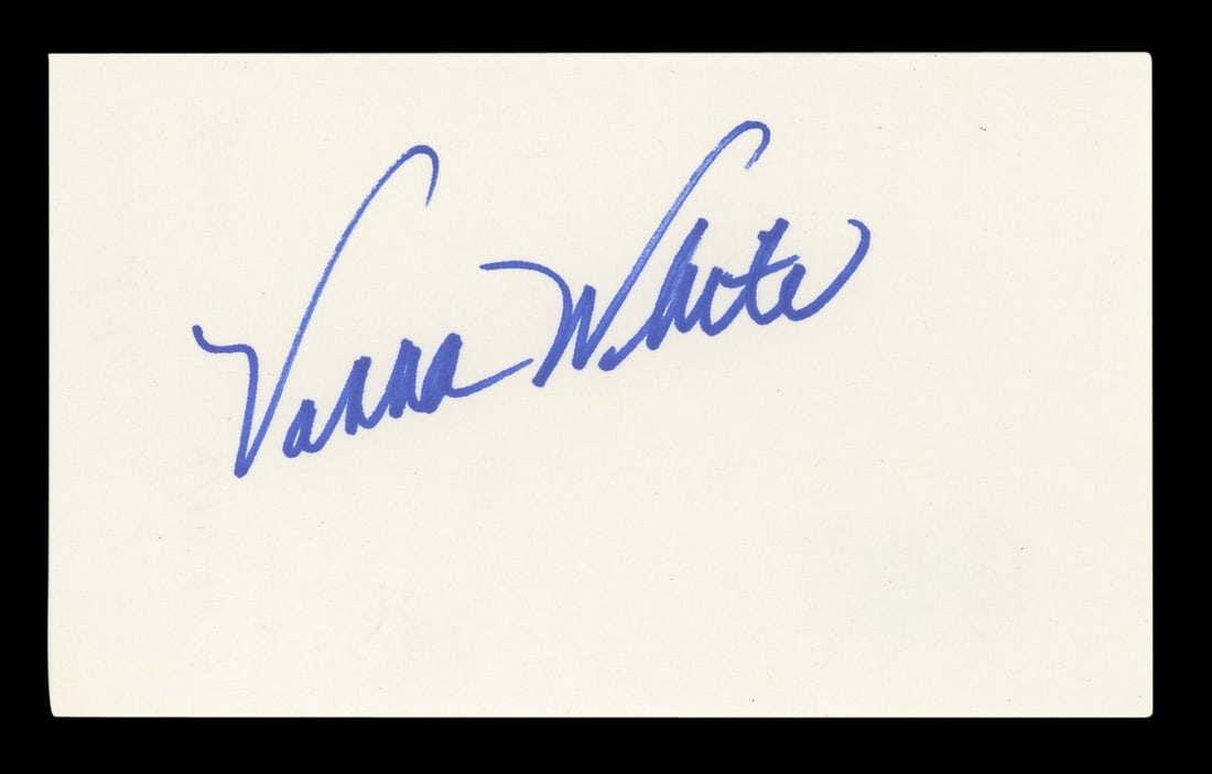 Vanna White Signed 3x5 Index Card Beckett Authenticated Wheel of Fortune: Vanna White Signed 3x5 Index Card Beckett Authenticated Wheel of Fortune This is an original 3x5 index card personally signed by Vanna White from Wheel of Fortune. The autograph has been authenticated