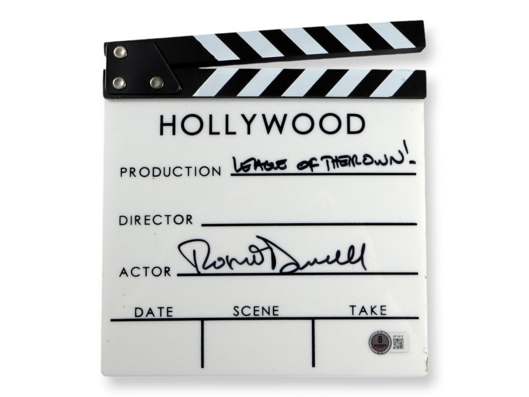 A League of Their Own Clapper Signed by Rosie O'Donnell Beckett Authenticated: A League of Their Own Clapper Signed by Rosie O'Donnell Beckett Authenticated This movie clapper is personally signed by Rosie O'Donnell and relates to the film "A League of Their Own." The autograph 
