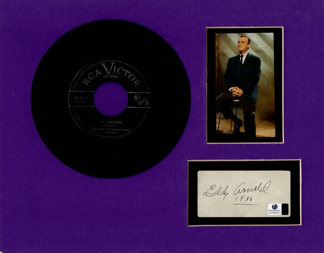 Eddy Arnold Signed 11x14 Matted Photograph With Record Cut Global Authentics (1 of 2)