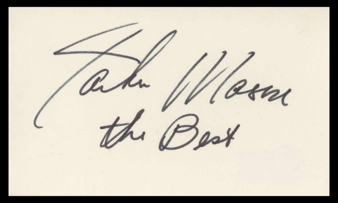 Jackie Mason Signed 3x5 Index Card The Jerk Inscription Beckett Authenticated: Jackie Mason Signed 3x5 Index Card The Jerk Inscription Beckett Authenticated This 3x5 index card features the authentic signature of Jackie Mason, inscribed with "The Best." The autograph is associat
