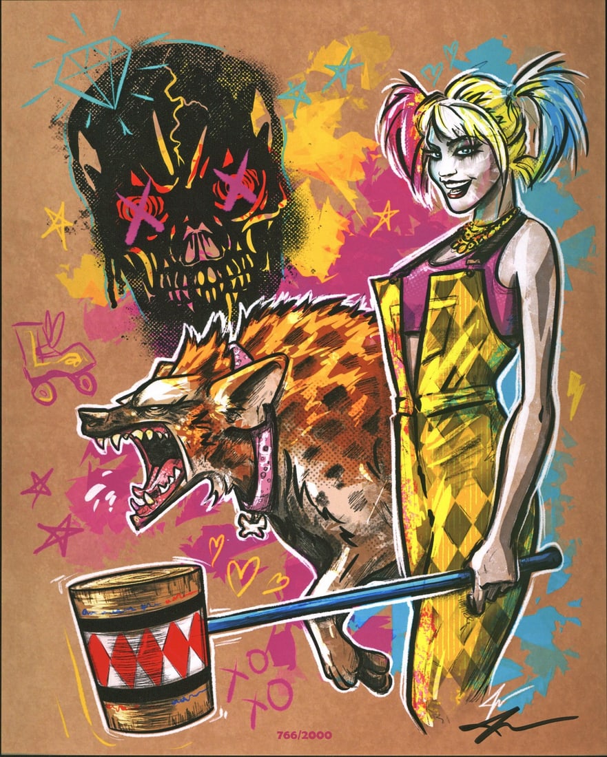 Jake Geiger Signed Harley Quinn 8x10 Fan Art Print LE #766/2000 (1 of 3)