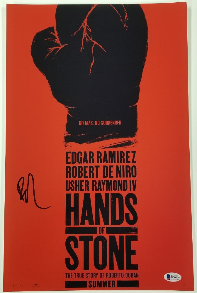 Hands of Stone 11x17 Poster Signed by Edgar Ramirez Beckett Authenticated: Hands of Stone 11x17 Poster Signed by Edgar Ramirez Beckett Authenticated This is an original 11x17 movie poster for 'Hands of Stone' signed by Edgar Ramirez. The autograph is authenticated by Beckett