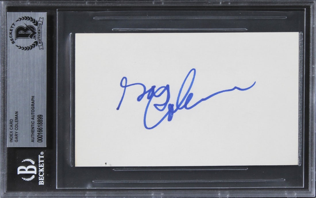Beckett slabbed Gary Coleman signed Diff'rent Strokes 3x5 index card (1 of 2)