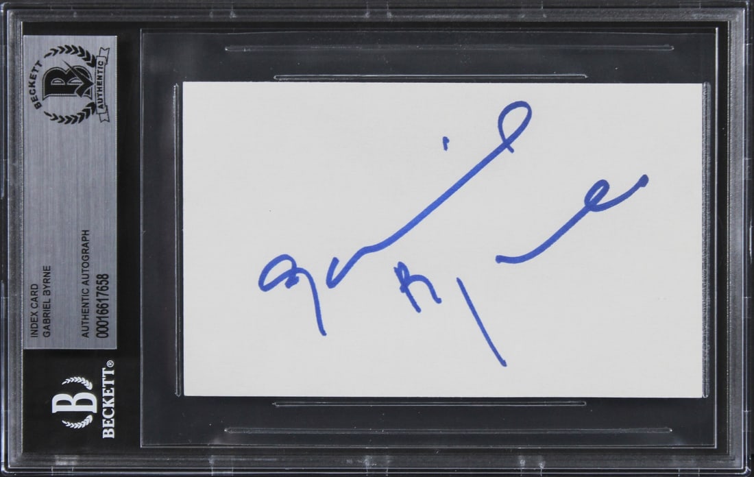 Gabriel Byrne Signed 3x5 Index Card The Usual Suspects BAS Authenticated: Gabriel Byrne Signed 3x5 Index Card The Usual Suspects BAS Authenticated This authentic 3x5 index card features the signature of Gabriel Byrne, renowned for his role in the iconic film "The Usual Susp