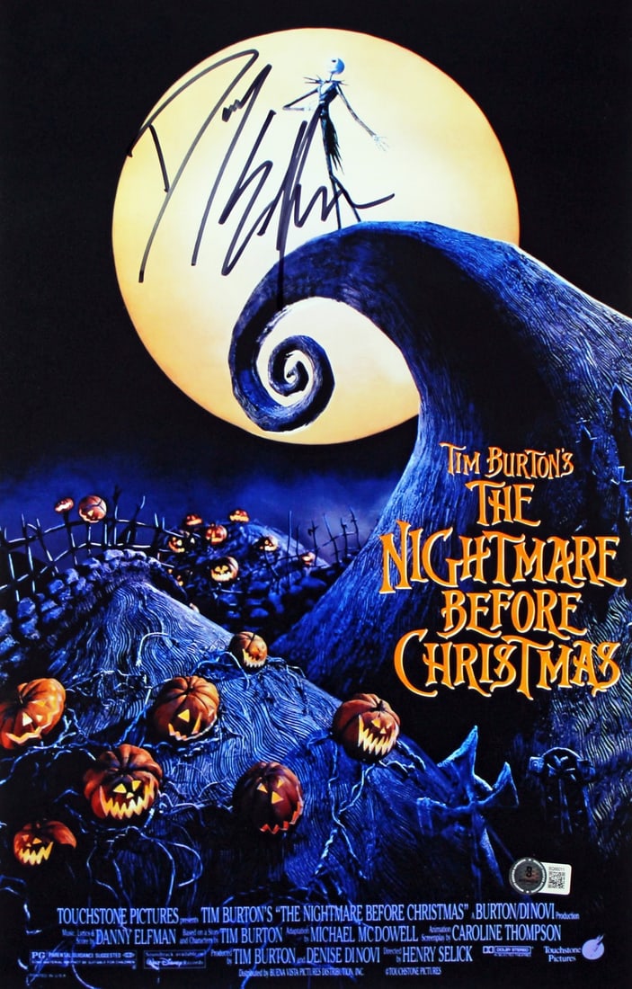 Danny Elfman Signed Nightmare Before Christmas 11x17 Mini Poster BAS Authenticated (1 of 2)
