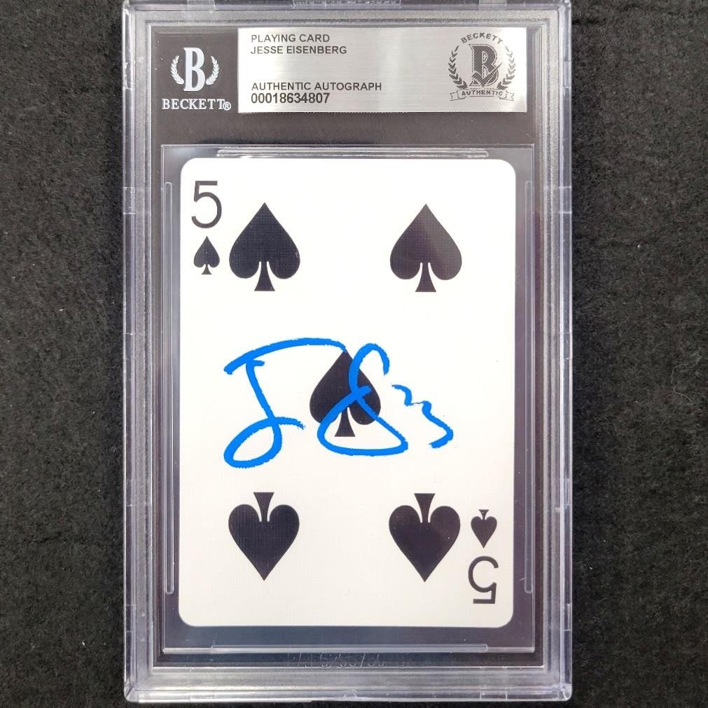 Jesse Eisenberg Signed Now You See Me 5 Spade Card Beckett Authenticated (1 of 2)