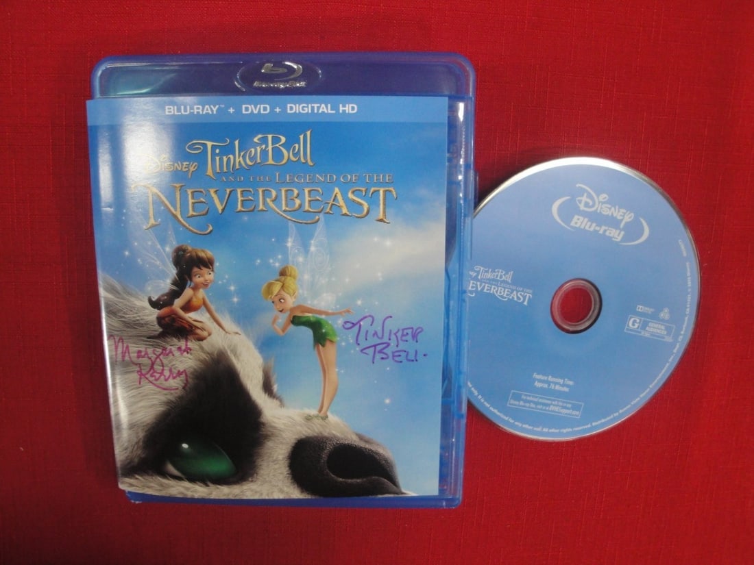 Blu-ray Autographed by Margaret Kerry as Tinker Bell JSA Authenticated: Blu-ray Autographed by Margaret Kerry as Tinker Bell JSA Authenticated This pre-owned Neverbeast Tinker Bell Blu-ray is hand signed by Margaret Kerry. The autograph is authenticated by James Spence Au