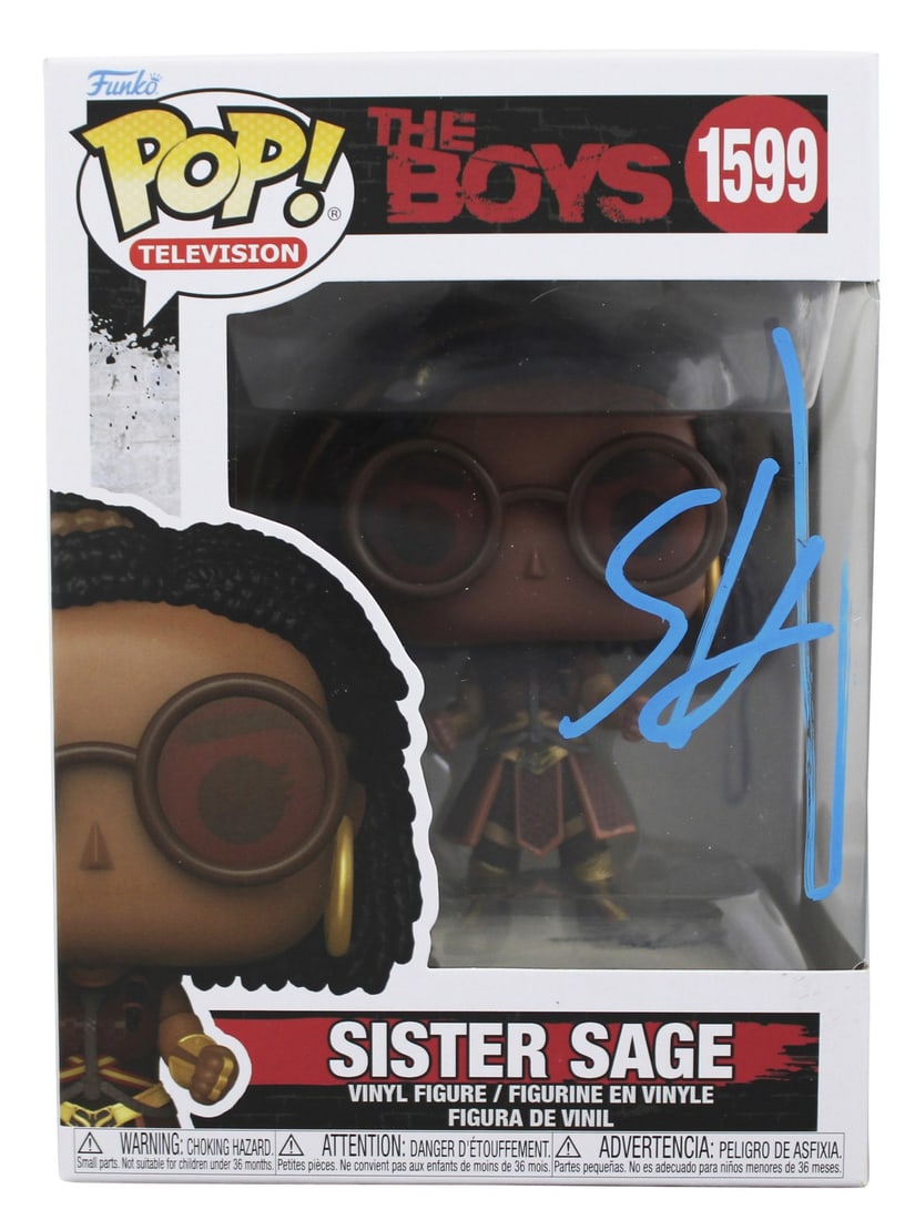 Susan Heyward Autographed Sister Sage 1599 Pop Vinyl with JSA COA: Susan Heyward Autographed Sister Sage 1599 Pop Vinyl with JSA COA This Funko Pop Vinyl Figure of Sister Sage (#1599) from The Boys is personally signed by Susan Heyward. The autograph is authenticated
