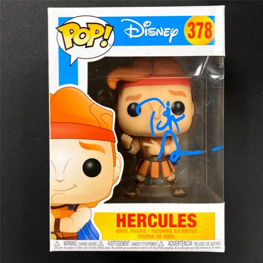 Hercules Funko Pop 378 with Tate Donovan Signature Beckett Authenticated: Hercules Funko Pop 378 with Tate Donovan Signature Beckett Authenticated This Hercules Funko Pop 378 collectible features an autograph by Tate Donovan. The item is authenticated by Beckett and origina
