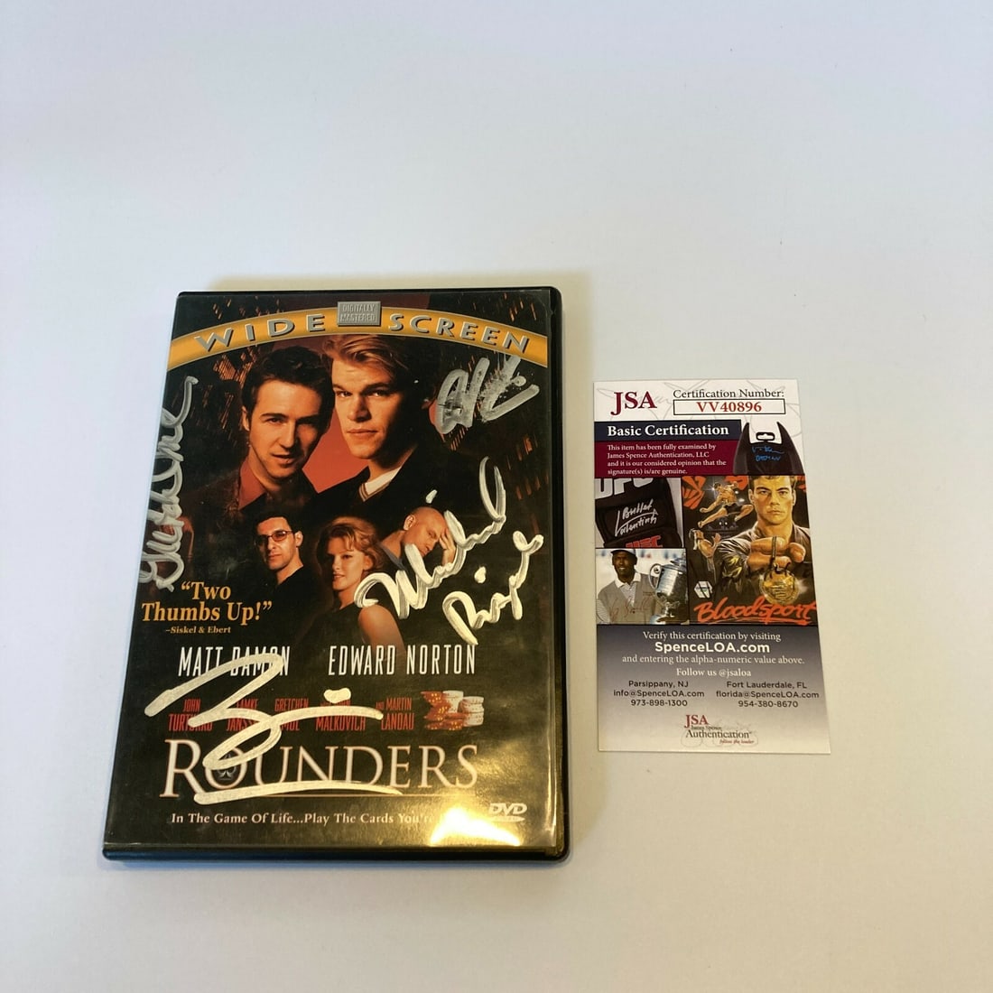 Rounders Movie Cast Signed DVD Cover JSA Authenticated: Rounders Movie Cast Signed DVD Cover JSA Authenticated This is an original DVD cover signed by the cast of the movie 'Rounders', featuring the autographs of Michael Rispoli, Gretchen Mol, Sal Richards