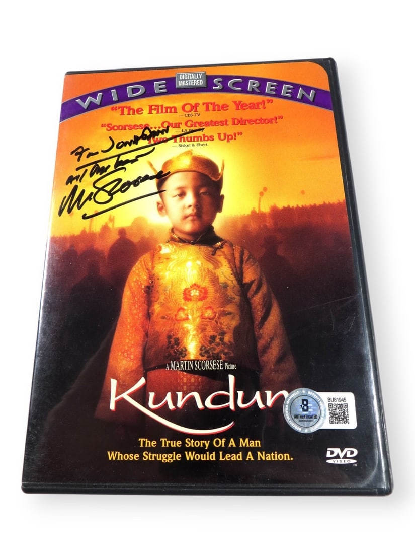 Martin Scorsese Autographed DVD Cover Kundun Beckett Authenticated: Martin Scorsese Autographed DVD Cover Kundun Beckett Authenticated This original DVD cover of 'Kundun' is autographed by renowned director Martin Scorsese, adding a unique collectible touch for any fi