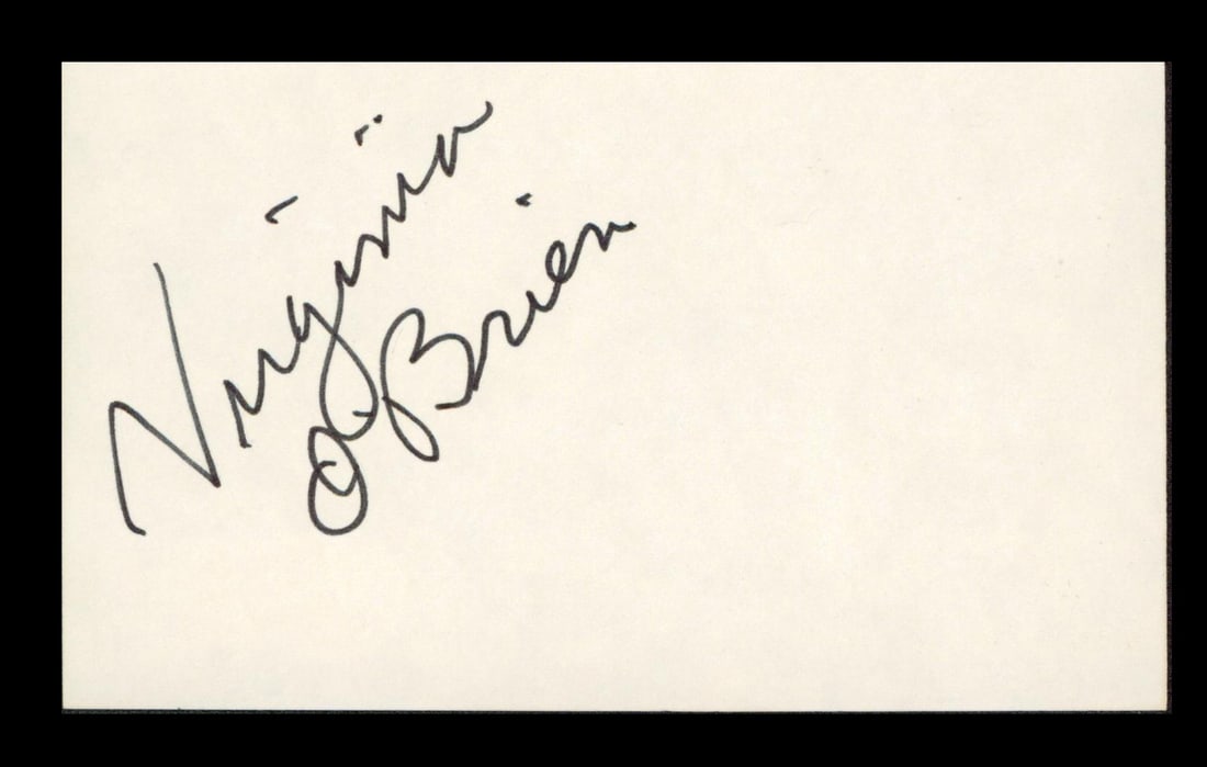 Virginia O'Brien Signed 3x5 Index Card The Harvey Girls Beckett Authenticated: Virginia O'Brien Signed 3x5 Index Card The Harvey Girls Beckett Authenticated This authentic 3x5 index card features the signature of Virginia O'Brien, renowned for her role in The Harvey Girls. The i