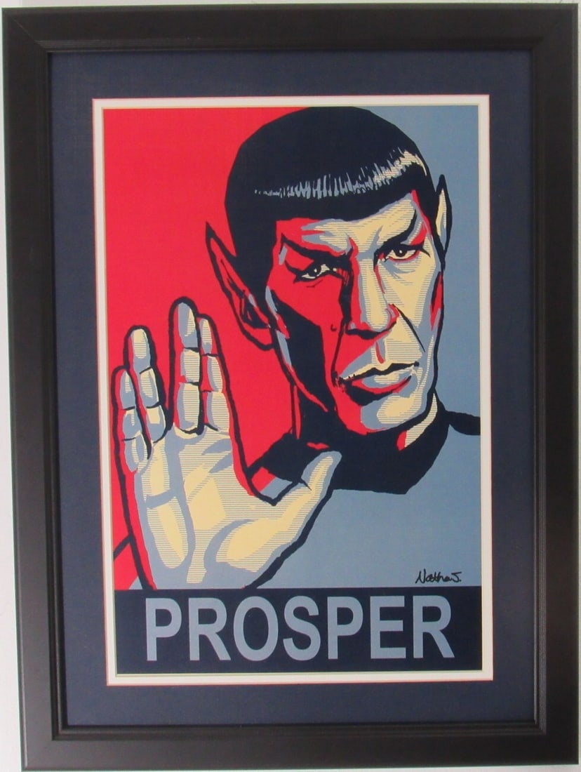 Framed Spock Star Trek Prosper Lithograph Print 12x18 Original (1 of 2)