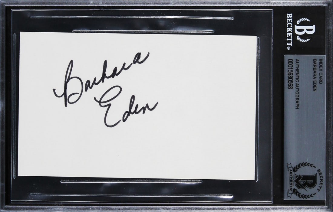 Barbara Eden I Dream of Jeannie Signed 3x5 Index Card Beckett Authenticated (1 of 5)