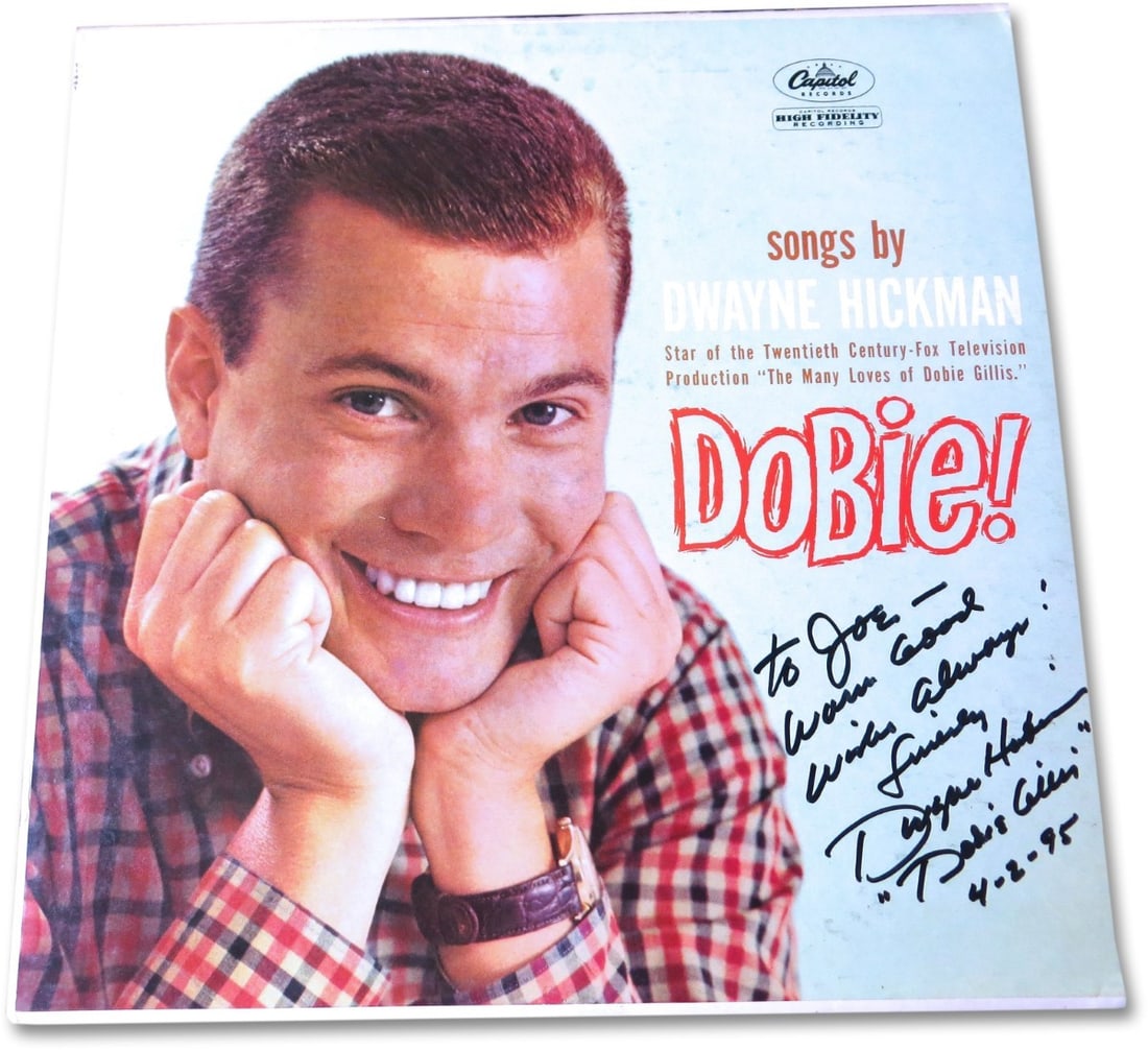 Dwayne Hickman Autographed Dobie Record Album Cover JSA Certified: Dwayne Hickman Autographed Dobie Record Album Cover JSA Certified This is an authentic autographed record album cover by Dwayne Hickman, renowned for his role as Dobie Gillis. The item has been verifi