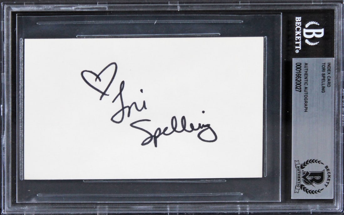 Tori Spelling Signed 3x5 Index Card from Beverly Hills 90210 BAS Authenticated (1 of 2)