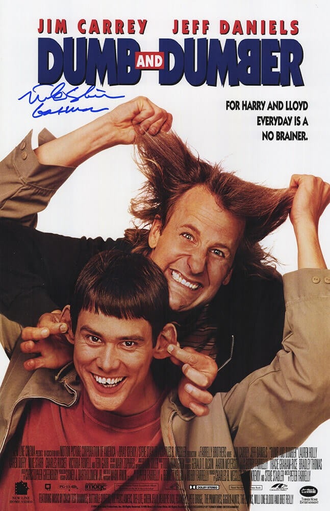 Mike Starr Signed Dumb & Dumber 11x17 Movie Poster with Gasman Inscription: Mike Starr Signed Dumb & Dumber 11x17 Movie Poster with Gasman Inscription Enhance your collection with this original 11x17 movie poster of "Dumb & Dumber," signed by Mike Starr, who famously inscribe