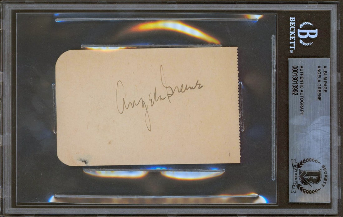 Angela Greene Signed Album Page 2.4x3.85 Slabbed by Beckett Authentication (1 of 5)