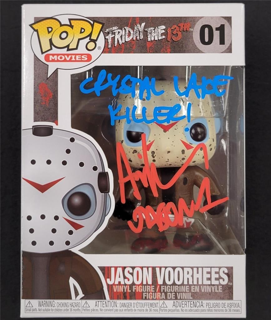 Friday the 13th Funko Pop signed by Ari Lehman with Beckett authentication: Friday the 13th Funko Pop signed by Ari Lehman with Beckett authentication This original Friday the 13th Funko Pop figure is signed by Ari Lehman, who portrayed Jason Voorhees in the film. The autogra