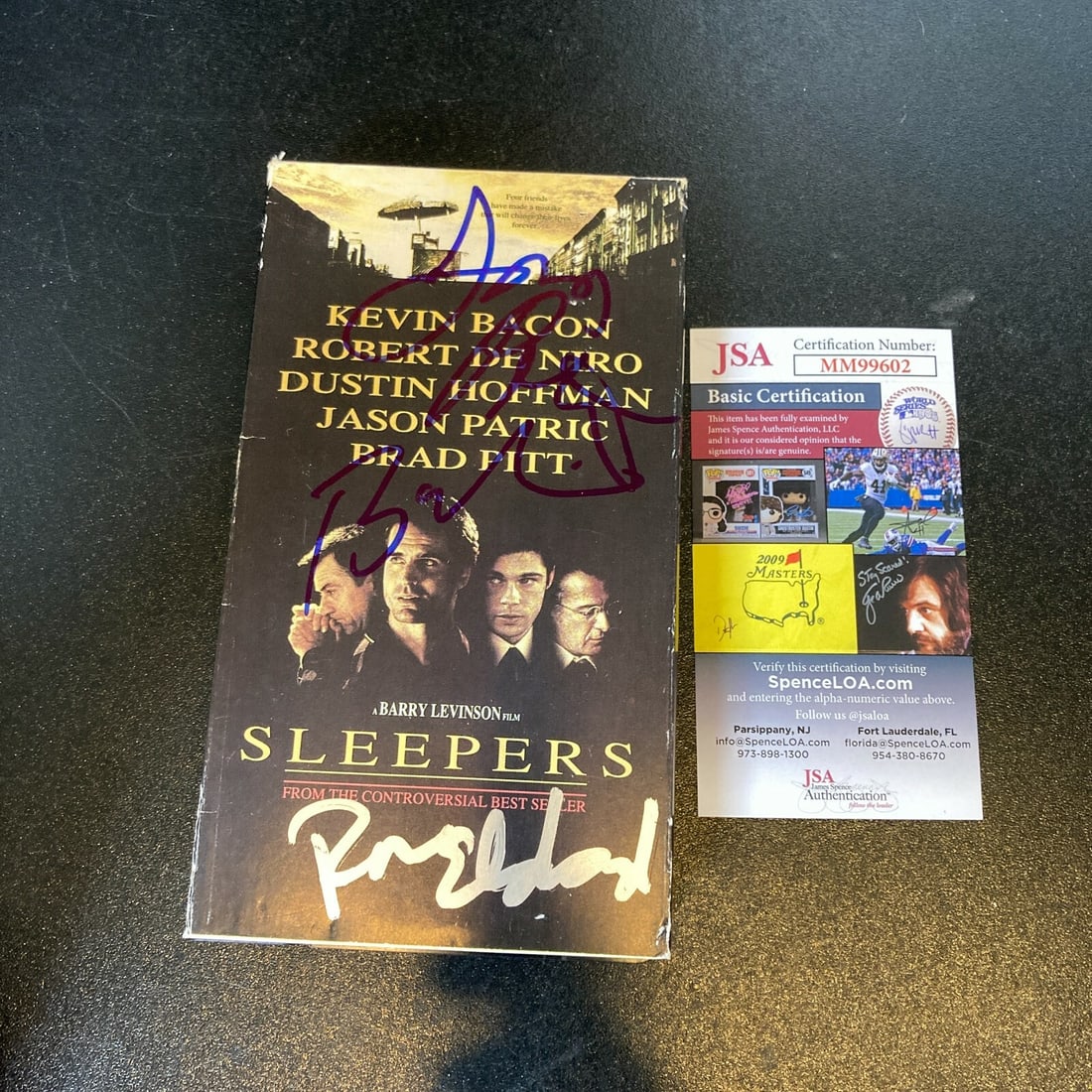 Sleepers VHS Autographed by Levinson Eldard Patric With JSA Certificate: Sleepers VHS Autographed by Levinson Eldard Patric With JSA Certificate This pre-owned VHS movie "Sleepers" has been signed by Barry Levinson, Ron Eldard, and Jason Patric. The autographs have been au