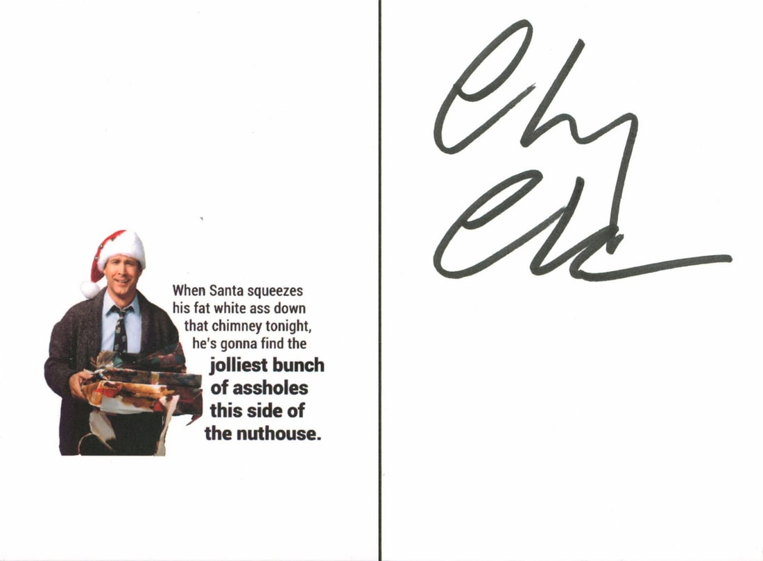 Chevy Chase Signed Christmas Vacation Turkey Greeting Card Beckett Authenticated (1 of 7)